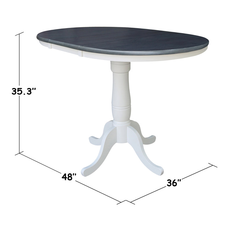 Ensemble de salle à manger extensible en bois massif Caladin, Blanc / gris bruyère, 5