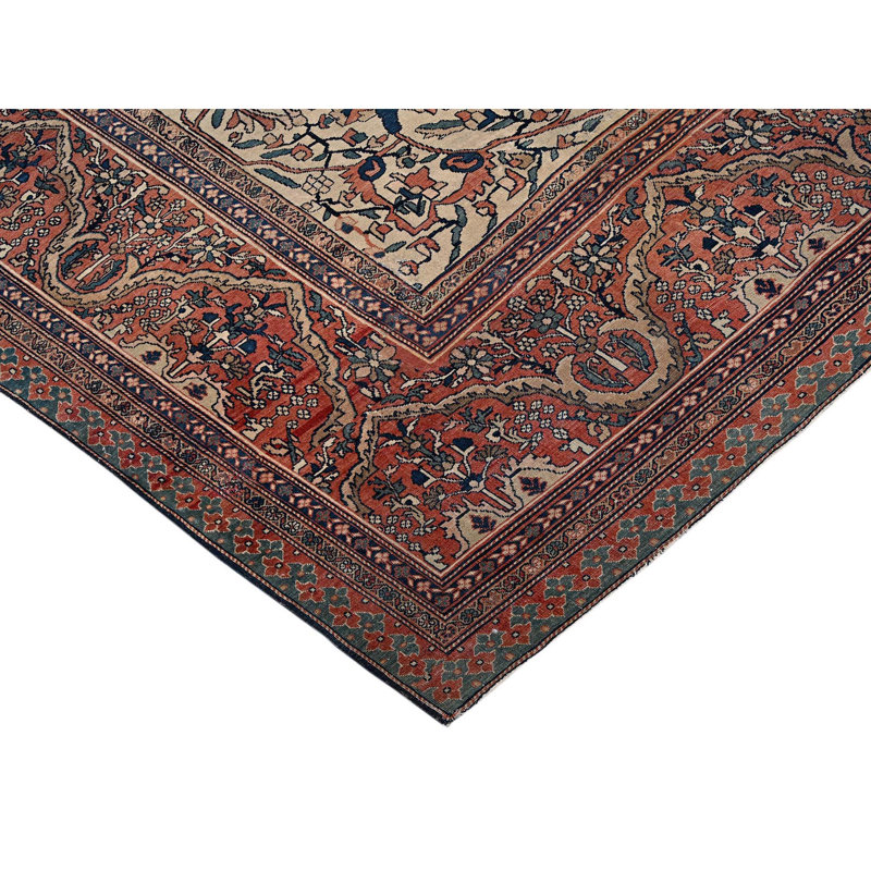 Tapis loulou rouge perse antique de 14 pi x 25 pi 9 po, bon état, propre et doux, taille manoir, noué à la main, 100% laine, très grand tapis oriental, très grand