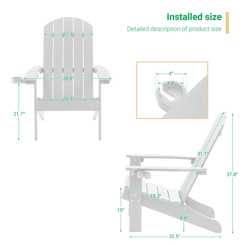 Berni Outdoor Adirondack Chair, White