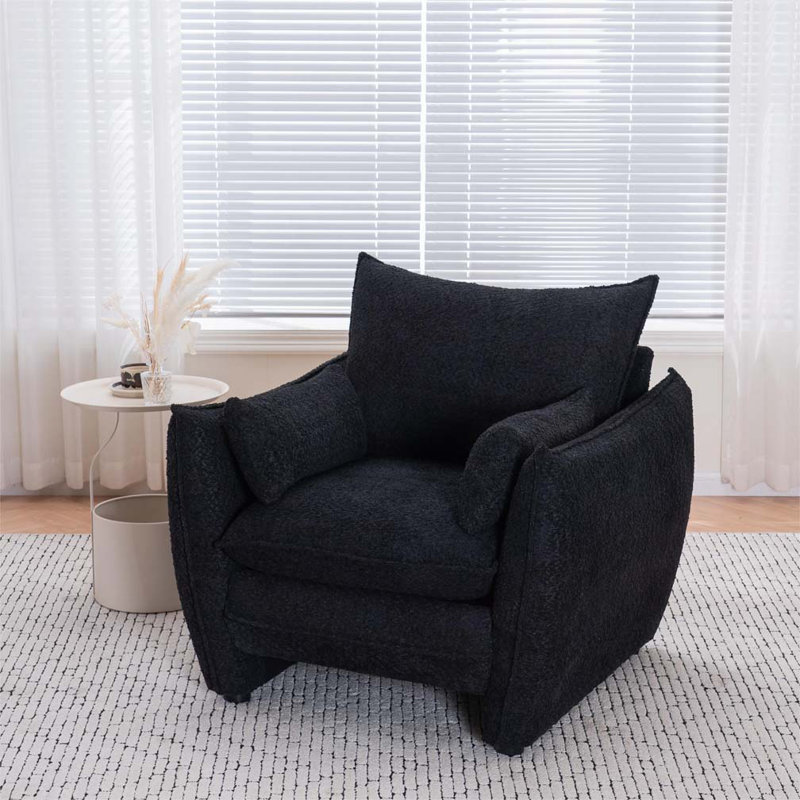 Chaise rembourrée en chenille, Noir