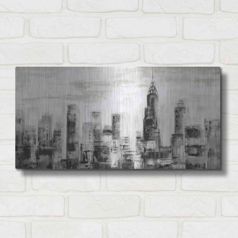 «Manhattan Skyline BW» par Silvia Vassileva, art mural en métal, 24 po x 12 po, H 12 po x l 24 po