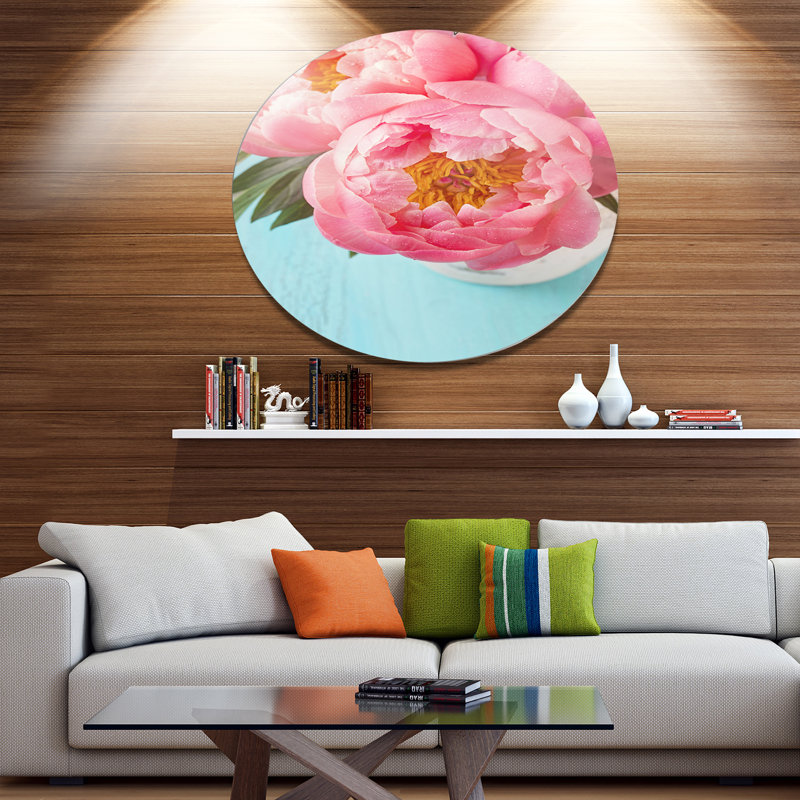 Bouquet de lumières rose pivoine fleurs-impression, H 38 po x l 38 po x p 1 po, Métal