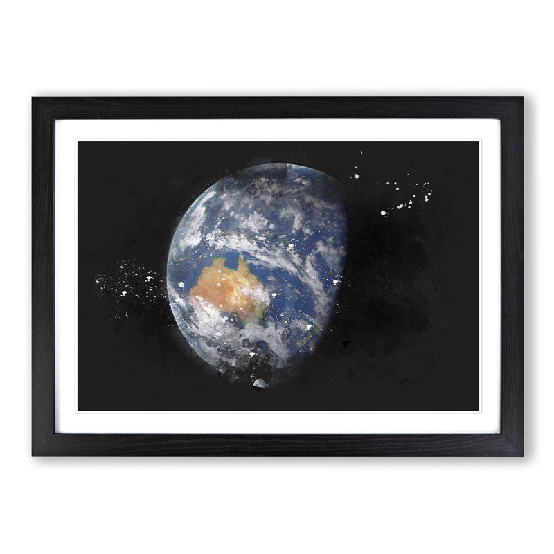 View of Planet Earth - Picture Frame Graphic Art Print, 33cm H x 45cm W x 2cm D, Black Framed