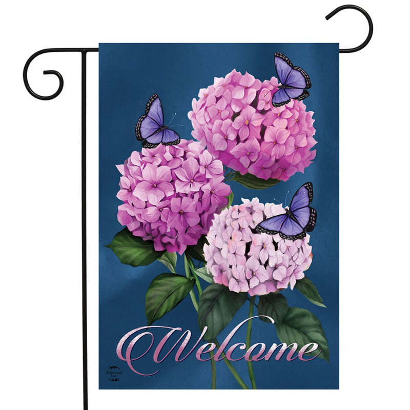 Butterflies and Hydrangeas Spring Garden Flag