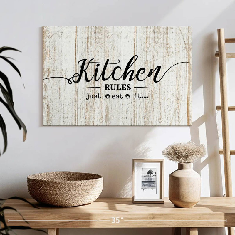 Kitchen Rules Wall Sign Canvas Print, 24" H x 16" W x 1.25" D