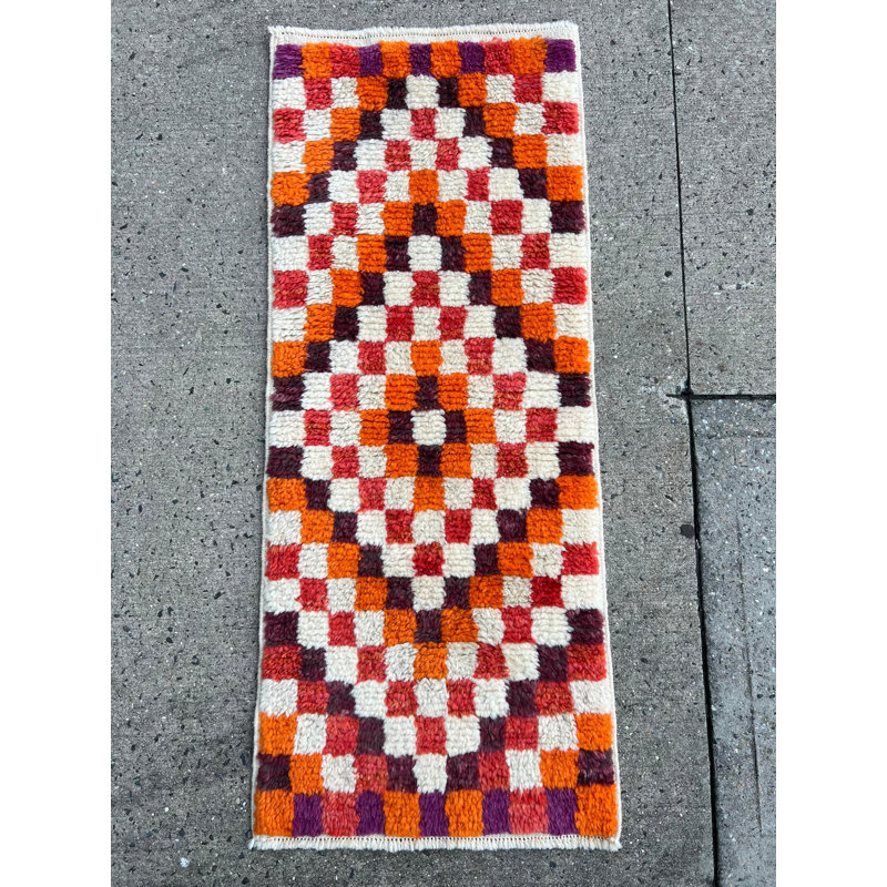 Tapis tulu fabriqué à la main avec motif à carreaux. Options personnalisées disponibles