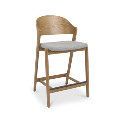 Upholstered Counter Stool with Solid Wood Frame
