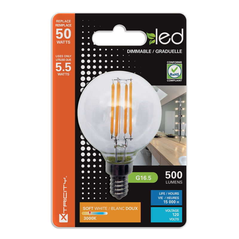 Ampoule à del avec globe à del et à luminosité del 6 w e12
