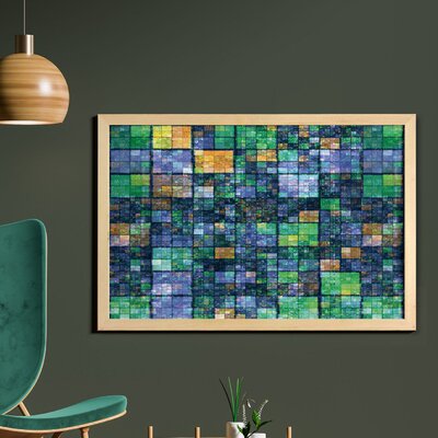 Ambesonne Modern Wall Art With Frame, Mosaic Geometric Style Rainbow Colors Patchwork Like Design Art, Printed Fabric Poster For Bathroom Living Room -  East Urban Home, 956FEC1792F442E58E2F4082007D4E0F