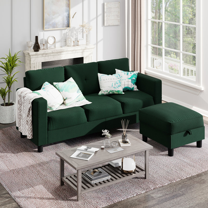  76.5" Upholstered Sofa Couch, Green