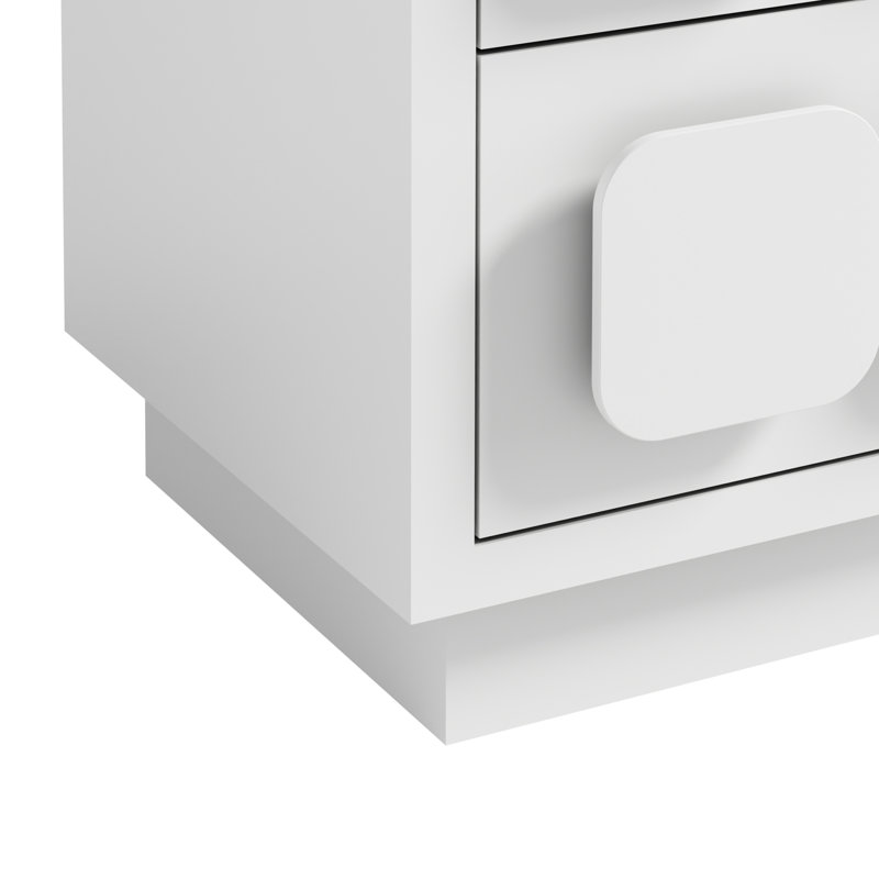 18.7“W Cute Grid Shape Nightstand, White