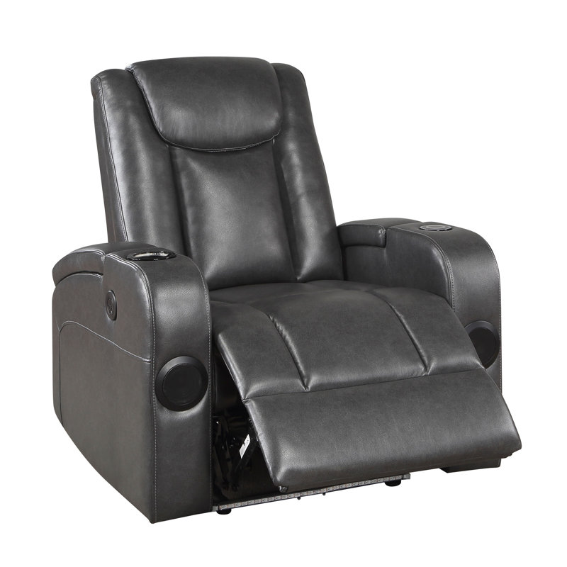 Demetrial Faux Leather Power Reclining Home Theater Seat with Cup Holder