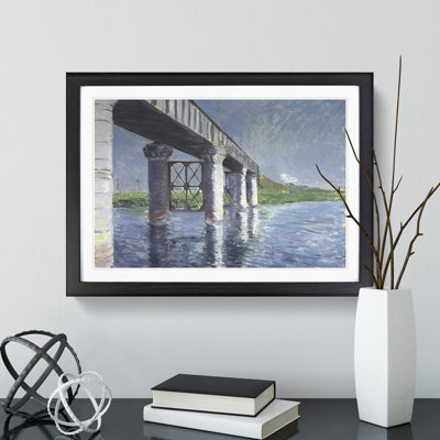 The Seine and the Railroad Bridge by Gustave Caillebotte - Framed Print