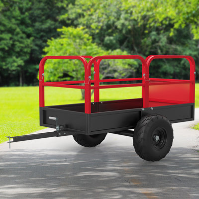 Robuste 17 pieds cubes Chariot de déversement de VTT - Remorque utilitaire d'une capacité de 1 700 lb avec côtés amovibles - Chariot de remorquage derrière le jardin pour tracteur, UTV et tondeuse à gazon