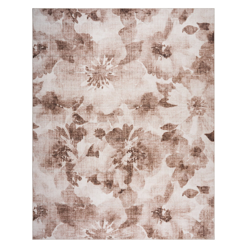 HGTV Chubbuck Machine Washable Indoor Rug, Printed Soft Flannel Polyester with Non-Slip Backing, Jania Tan 8x10, Tan