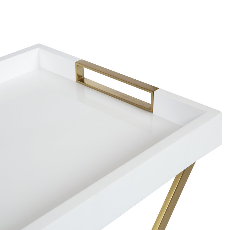 Table de bout Deronte, Blanc/doré