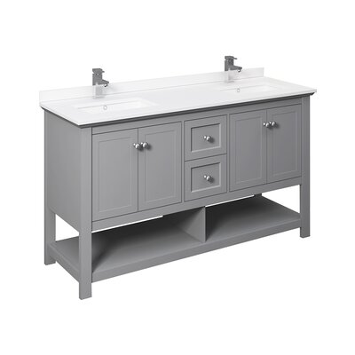 Manchester 60"" Free-Standing Double Sink Bathroom Vanity Set -  Fresca, FCB2360GR-D-CWH-U