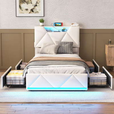 Bed Frame With Storage Headboard And 4 Drawers