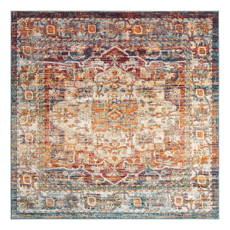 Tapis oriental orange Alresford, Carré 7 pi 10 po