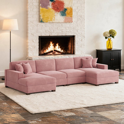4-Piece Corduroy Sectional Sofa