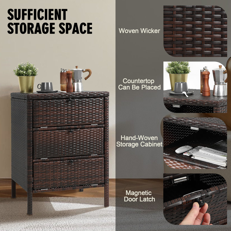 Sarter Rectangular Wicker Outdoor Side Table