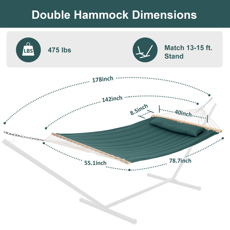 Hamac double à barre d'écartement Volkrad, Vert forêt