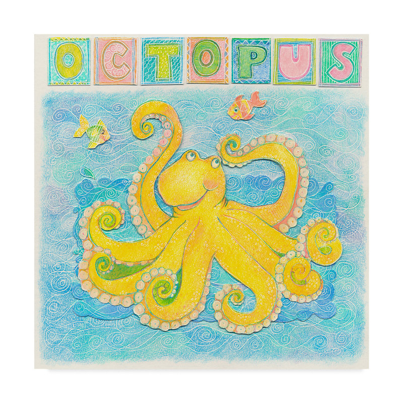 « octopus ludique », art sur toile, H 14 po x l 14 po x P 2 po
