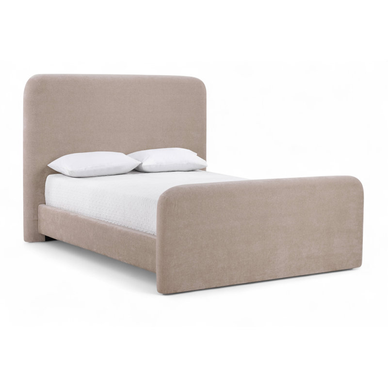 Fira Daliah Chenille Fabric Upholstered Bed, Taupe Chenille Fabric, King