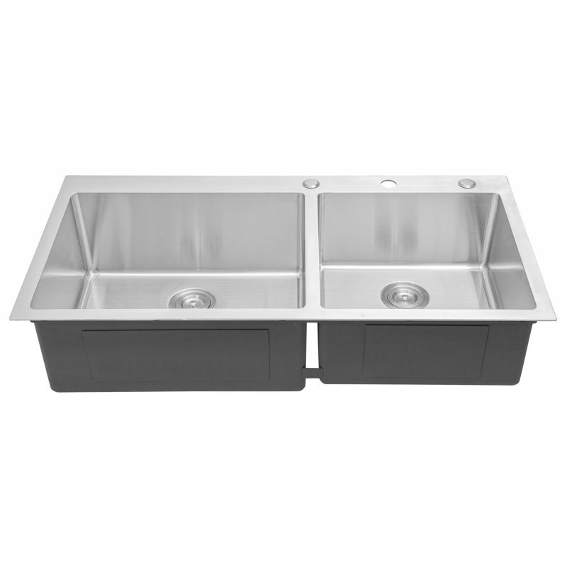 Évier de cuisine à double cuve encastrable avec accessoires L 43 po x l 21,5 po CozyBlock