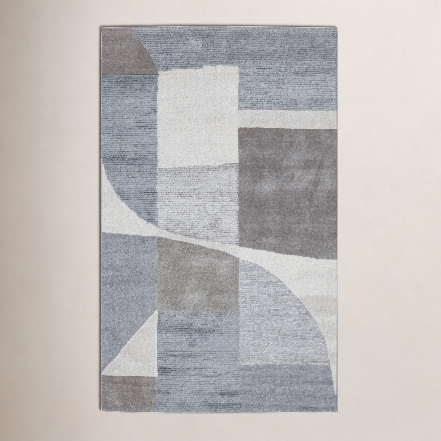 Linn Gray Hand-Tufted Abstract Rug, Rectangle 5' x 8'