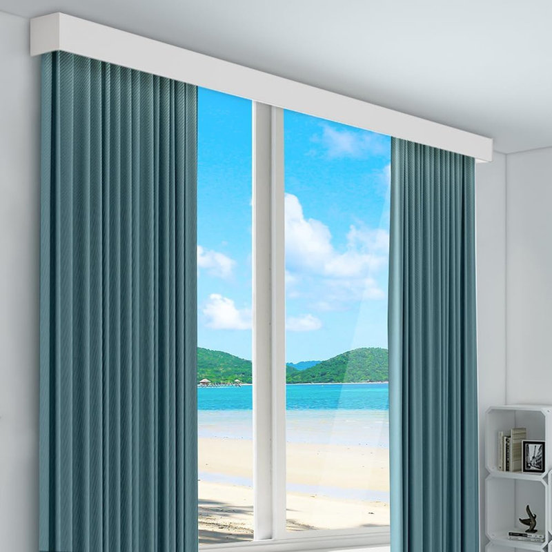 Rideau à simple rail et cantonnière, tringle à rideaux au plafond ou murale optionnelle pour diviseur de pièce de chambre à coucher de salon, longueur de rail personnalisée