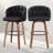 Bar Height Upholstered Swivel Bar Stools Set of 2, Modern Kitchen Bar Chairs with Wide Back, Wooden Legs & Nailhead Accents-932342754-932342755