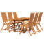 Jameeka 6 - Person Acacia Solid Wood Patio Dining Set Extendable and Umbrella Hole Included Table,-480167537-480167538