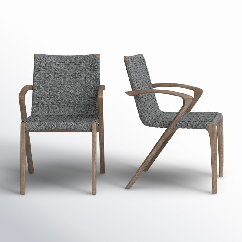 Verge Outdoor Dining Armchair, Shades of Gray Cord and Distressed Eucalyptus