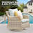  Patio Furniture Set With Swivel Rocking Chairs, 6 Pieces Patio Conversation Set, Outdoor Wicker Sofa Couch With Waterproof Cushions For Lawn Backyard Porch (Blue)-1608387419