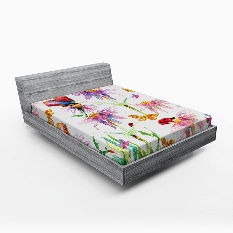 Microfiber Floral Fitted Sheet, Full Fitted Sheet