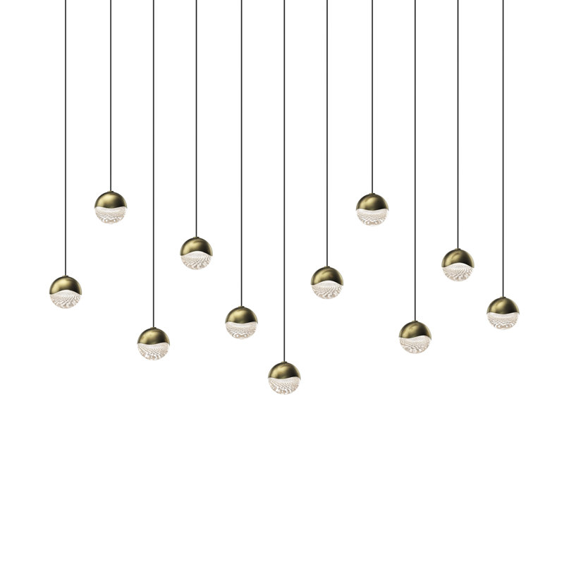 Grapes 11 - Light LED Cluster Pendant, 2.5" H x 36.25" W x 8.5" D, Brass