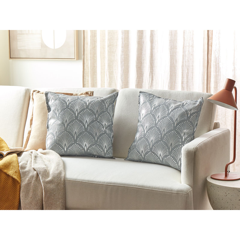 Avgoustinos Geometric Square Cushion, Grey