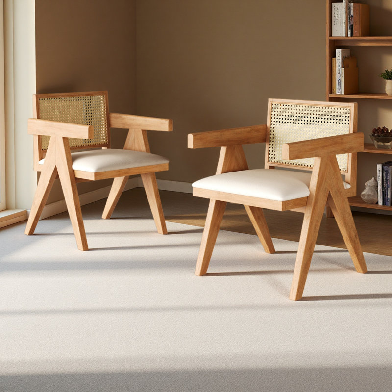 Chaises de salle à manger avec siège coussin Margaruite, Naturel