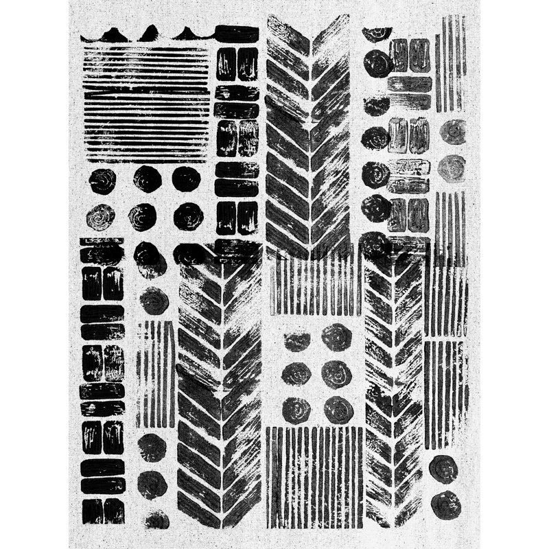 Pattern Stamp Black - Wrapped Canvas Print, 48" H x 36" W  
