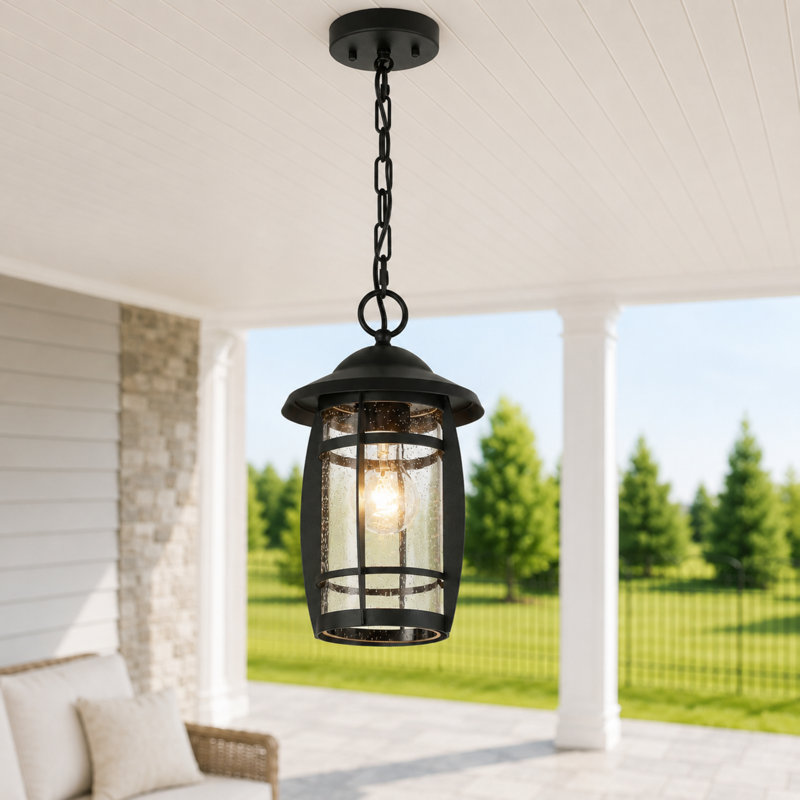 Nerota 1 - Light Modern Black Outdoor Hanging Lantern Outdoor Chandelier