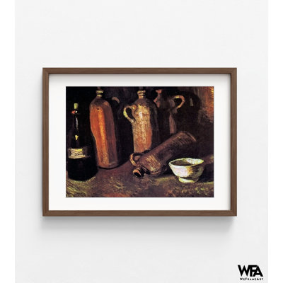 Quatre bouteilles en pierre par Vincent Van Gogh, reproduction de peinture à l'huile sur bouteille, art de la tasse blanche, bouteille de Van Gogh, art mural de bar, décoration murale de restaurant