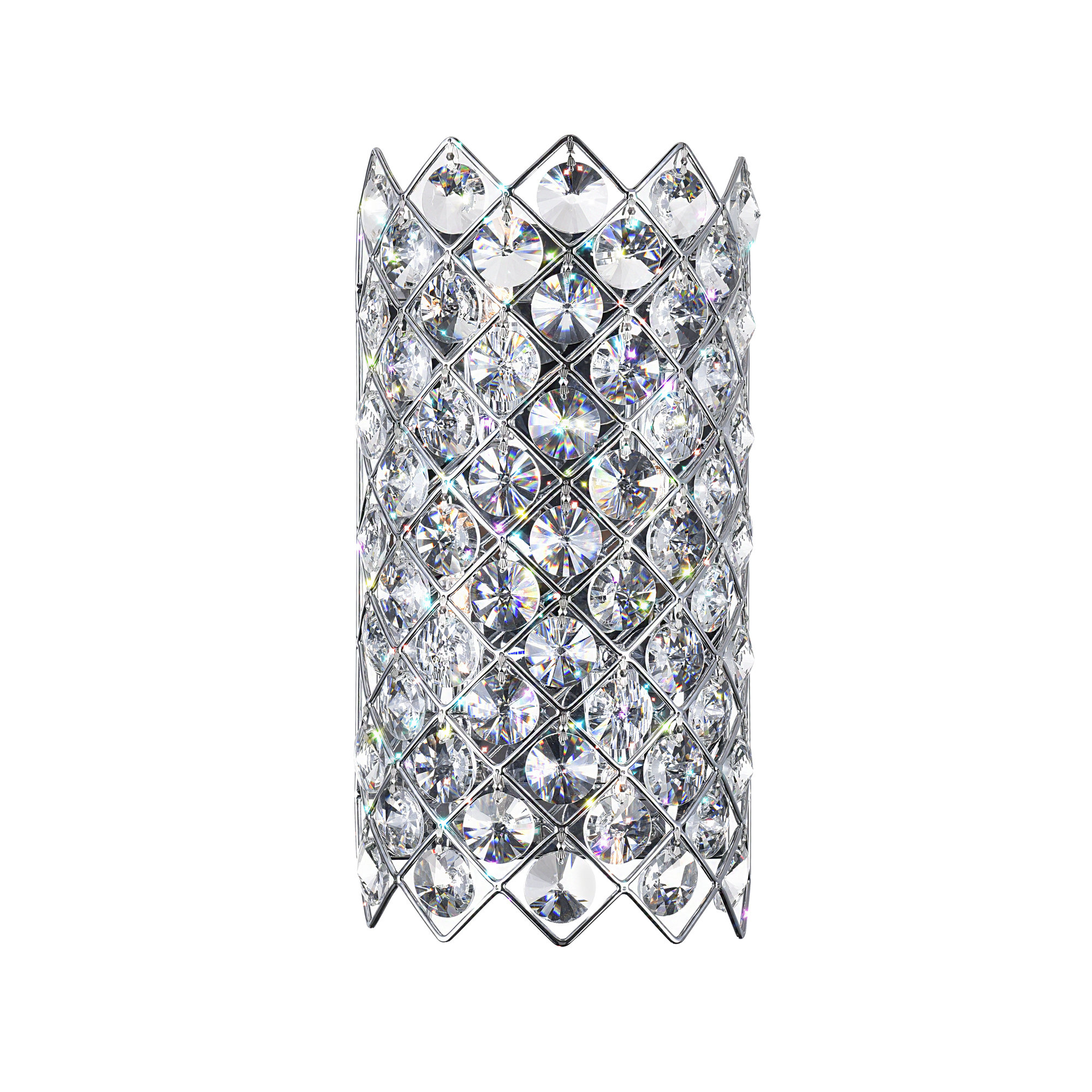House of Hampton® Beckmann 7'' 4-Light Wall Sconce with Chrome Finish For Powder Room, Hallway, Living Room Crystal-Accented Argyle Design | Wayfair