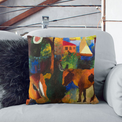 Landscape With Cows Square Throw Cushion