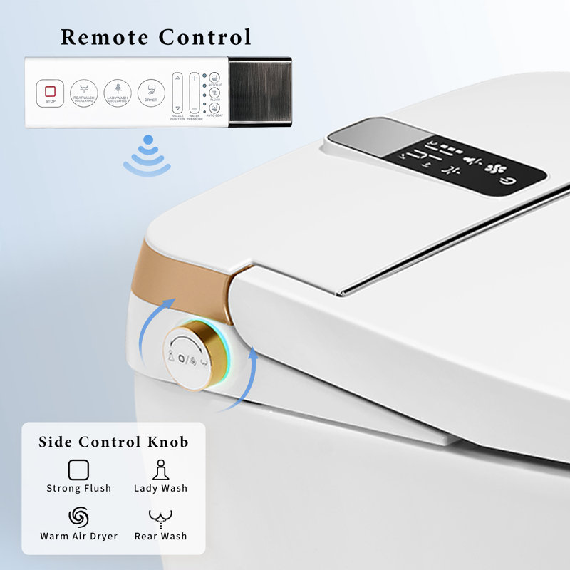 Toilette à bidet HUCI Intelligent GPF 1,28 gallons GPF, Blanc