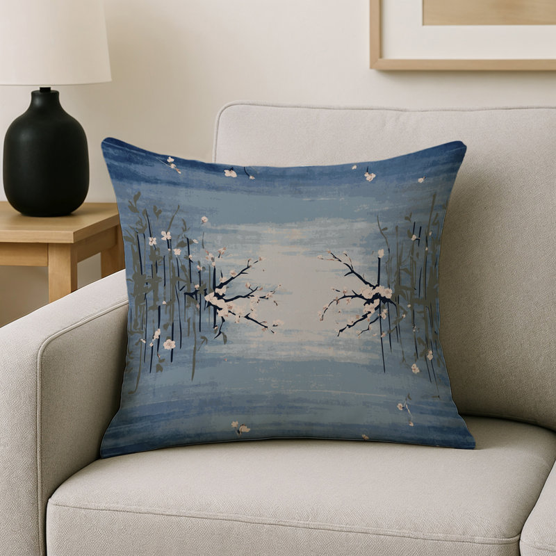 Coussin décoratif intérieur et extérieur Modern, Bleu abstrait, Carré 18 po