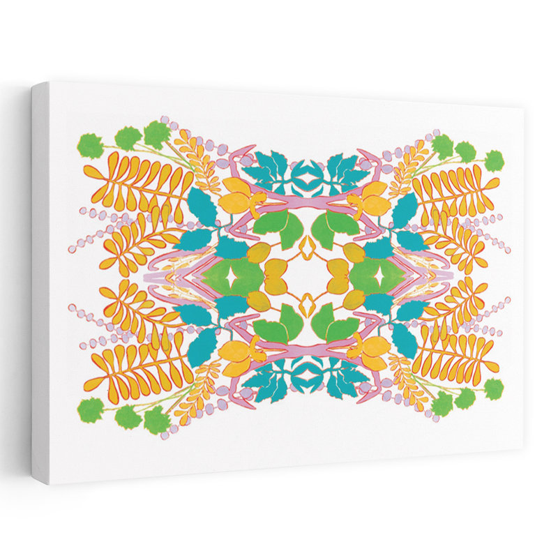 Art contemporain, art floral géométrique coloré et audacieux, H 32 po x l 48 po