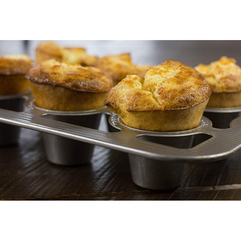 USA Pan Alloy Steel Durable Rectangular Shape 6-Well Popover Pan - Silver