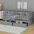Daybed With Fence Guardrails And 2 Drawers, Split Into Independent Floor Bed & Daybed-1035858414