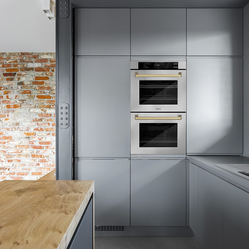 ZLINE 30 in. Autograph Double Wall Oven w/ Air Fry and Self Clean w/ Black Handles, Black Stainless Steel